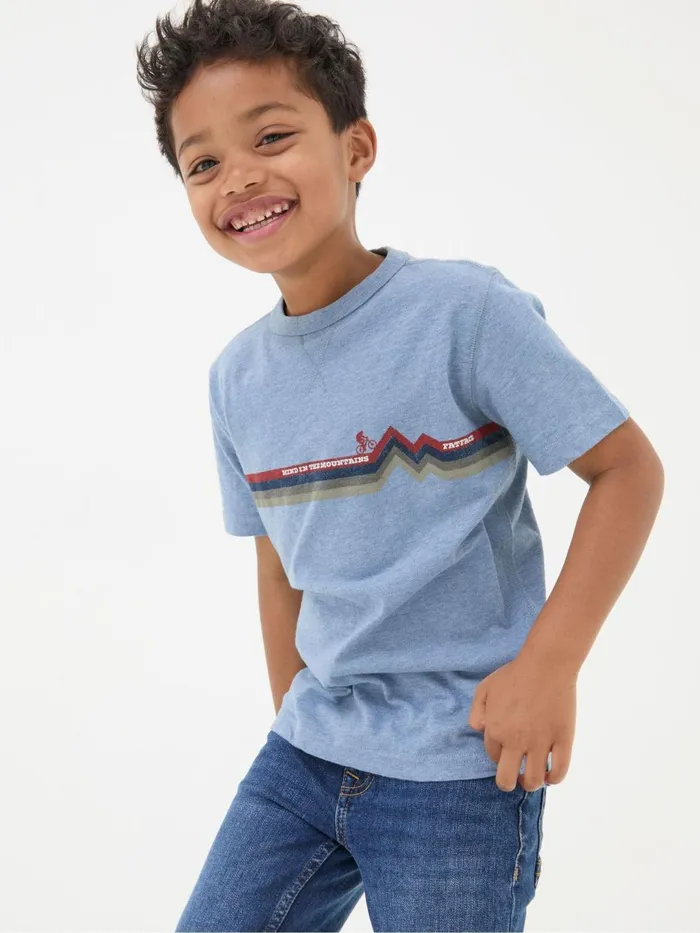 Fat Face TShirts and Polos Blue Bike Stripe TShirt 8211 Kids