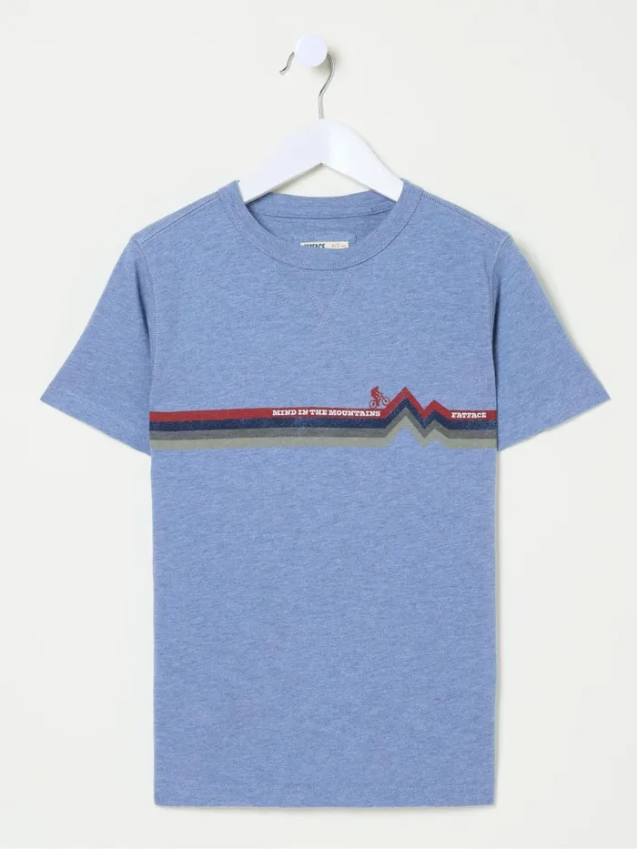 Fat Face TShirts and Polos Blue Bike Stripe TShirt 8211 Kids