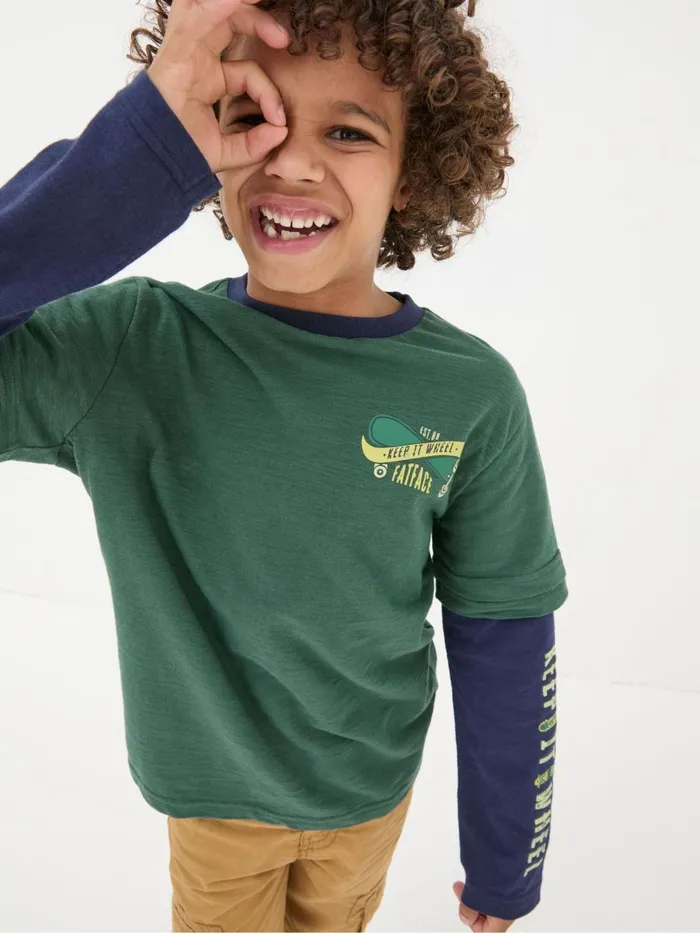 Fat Face TShirts and Polos Green Skate Layered TShirt 8211 Kids