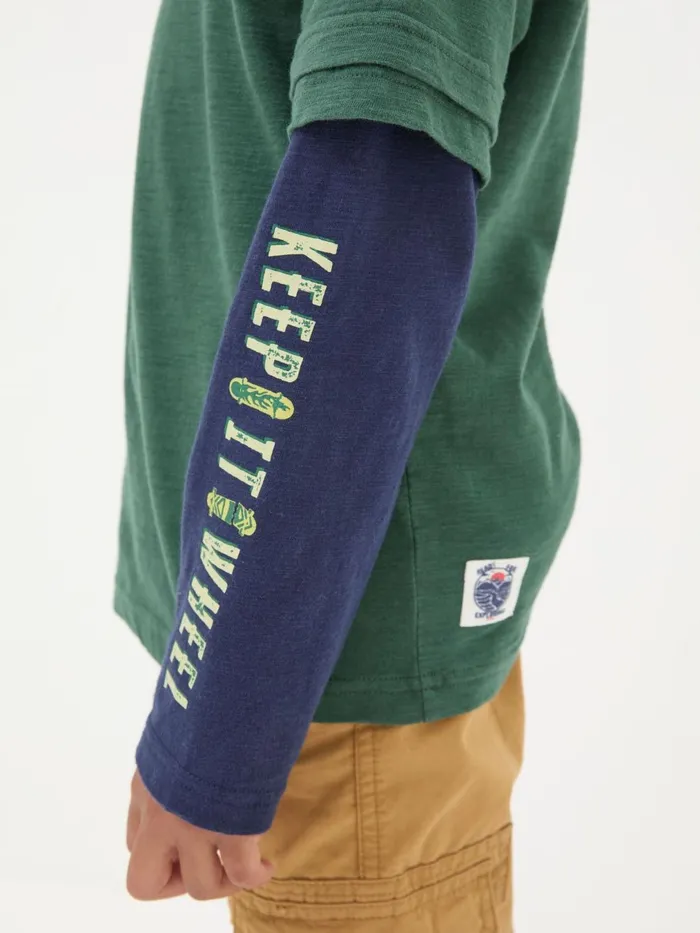 Fat Face TShirts and Polos Green Skate Layered TShirt 8211 Kids