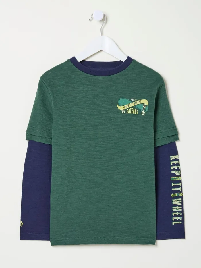 Fat Face TShirts and Polos Green Skate Layered TShirt 8211 Kids