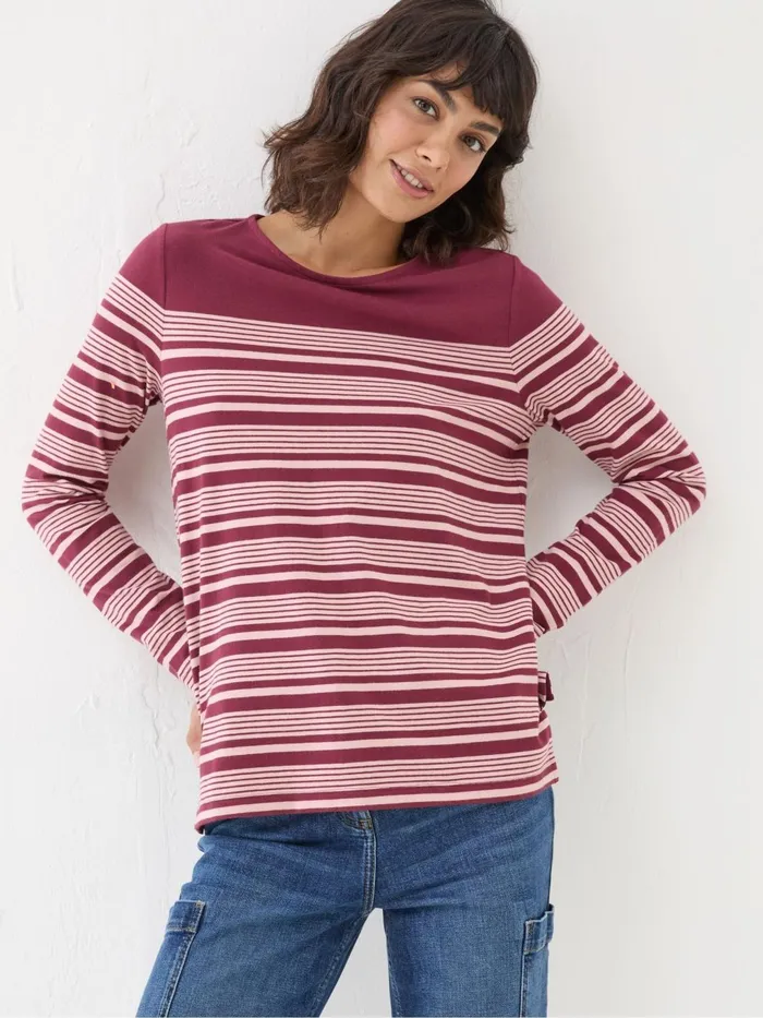 Fat Face Tops and TShirts Bex Red Stripe Button Back Top 8211 Women