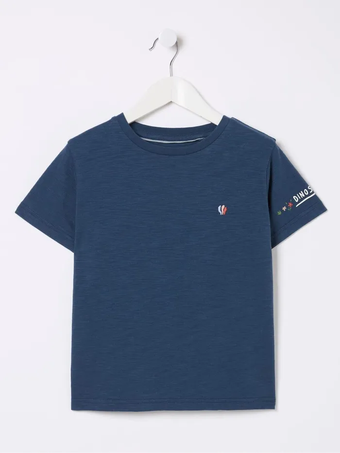 Fat Face Tops and TShirts Blue Dinosaur Graphic TShirt 8211 Kids