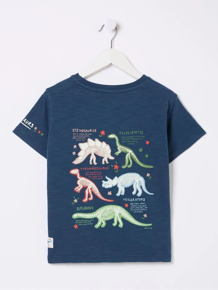 Fat Face Tops and TShirts Blue Dinosaur Graphic TShirt 8211 Kids