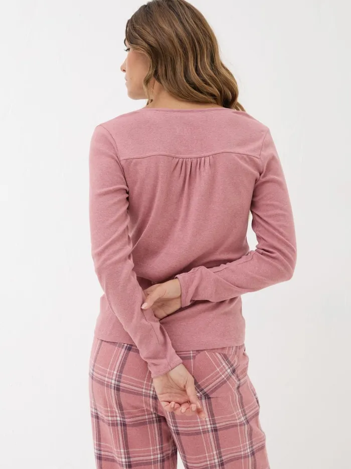 Fat Face Tops and TShirts Mid Pink Lila Henley TShirt 8211 Women