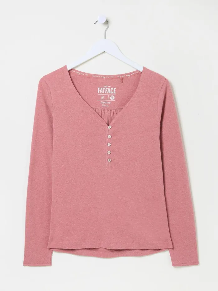 Fat Face Tops and TShirts Mid Pink Lila Henley TShirt 8211 Women