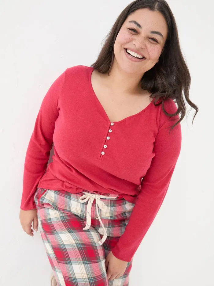 Fat Face Tops and TShirts Red Lila Henley TShirt 8211 Women