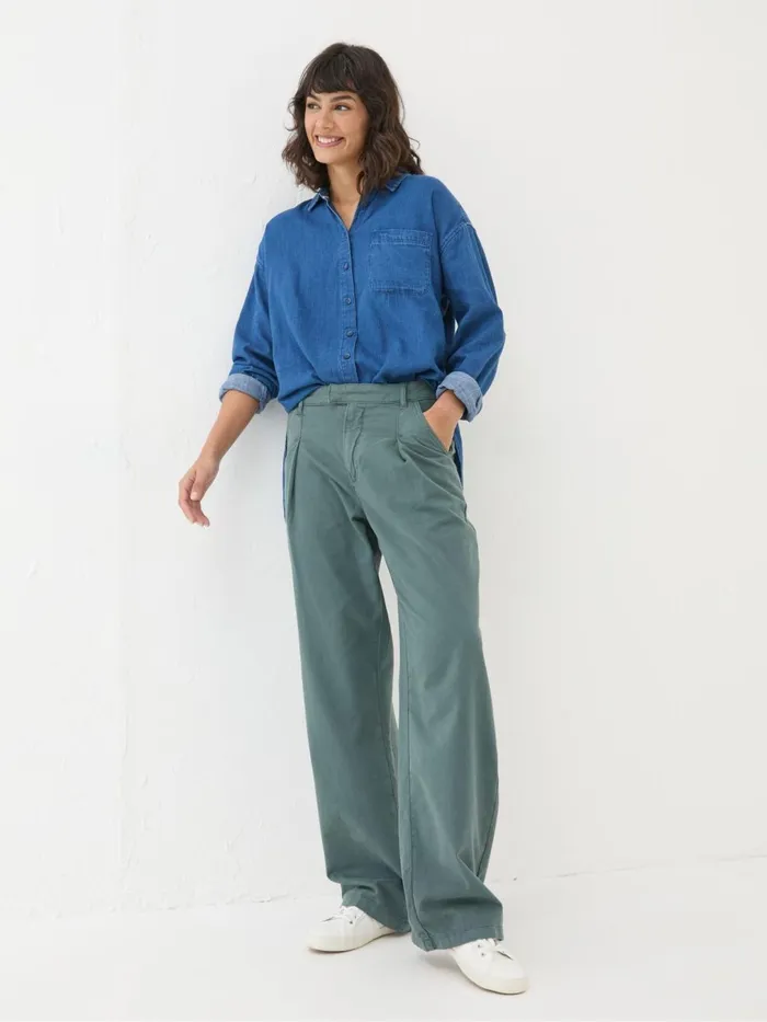 Fat Face Trousers and Leggings Saffron Blue Wide Leg Twill Trousers 8211 Women Fat Face Trousers and Leggings Saffron Blue Wide Leg Twill Trousers 8211 Women