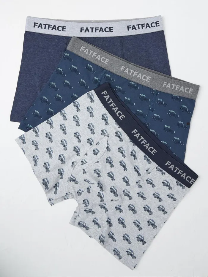 Fat Face Underwear Blue Off Roader Cotton Boxers 3 Pack 8211 Men