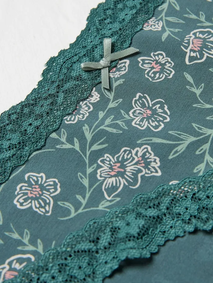 Fat Face Underwear Esme Green Floral Short Knickers 8211 Women