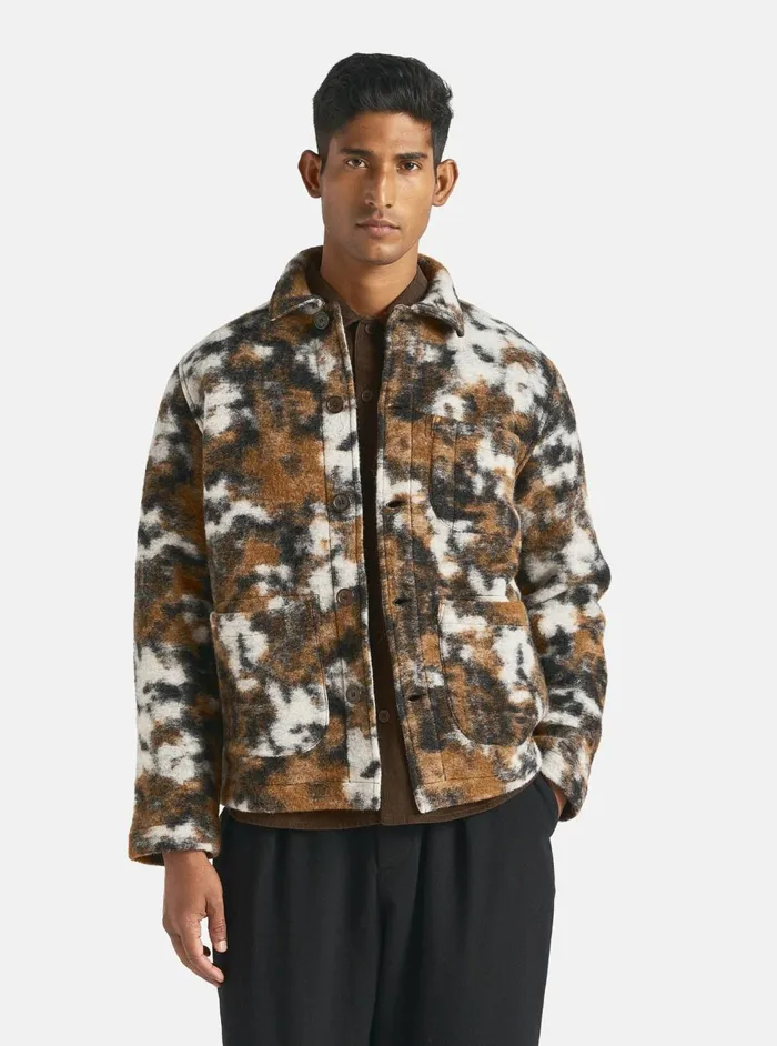 Field Jacket In Brown Ylang Flower Fleece Men Universal Works Fleece