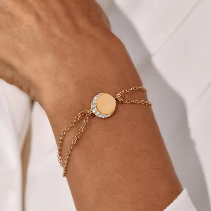 Fine Jewelry Women Alex And Ani Crescent Moon Chain Bracelet 14kt Gold Over Sterling Silver