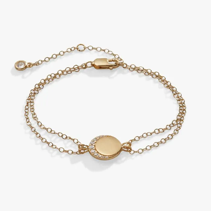 Fine Jewelry Women Alex And Ani Crescent Moon Chain Bracelet 14kt Gold Over Sterling Silver