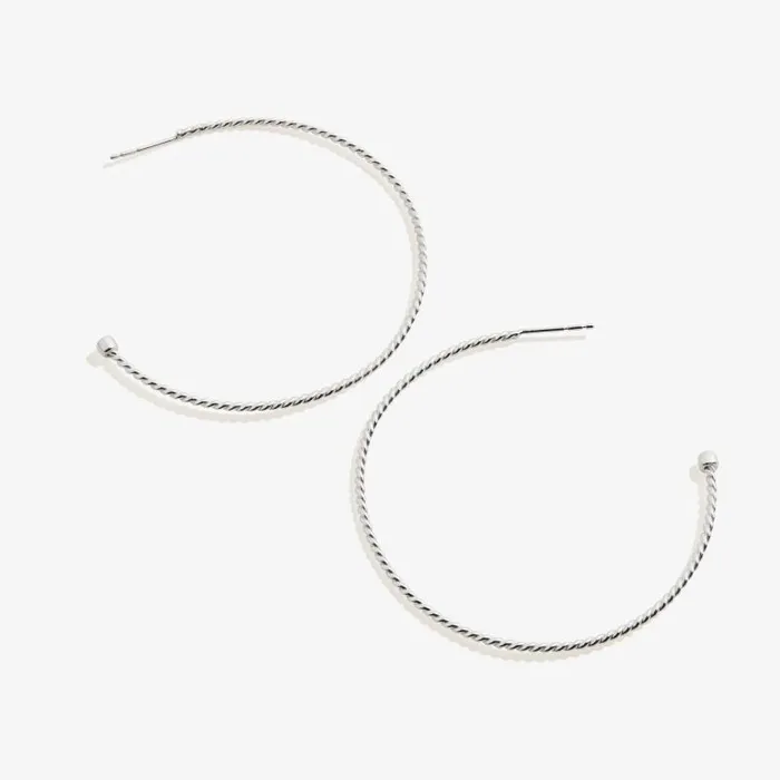 Fine Jewelry Women Alex And Ani Large Textured Hoop Earrings Sterling Silver