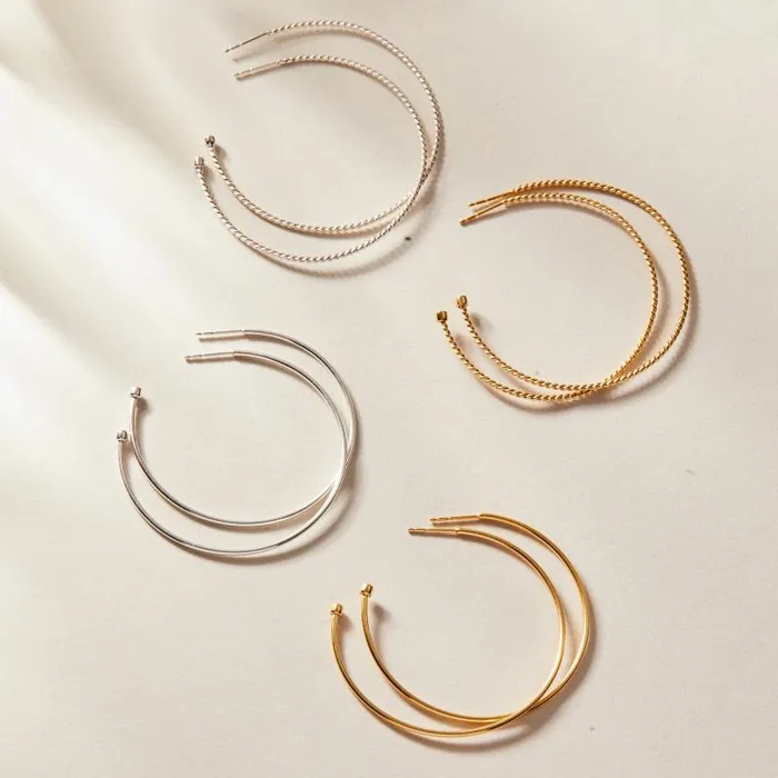 Fine Jewelry Women Alex And Ani Large Textured Hoop Earrings Sterling Silver