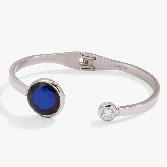 Fine Jewelry Women Alex And Ani Sapphire Crystal Hinge Cuff Stainless Steel Silver Fine Jewelry Women Alex And Ani Sapphire Crystal Hinge Cuff Stainless Steel Silver