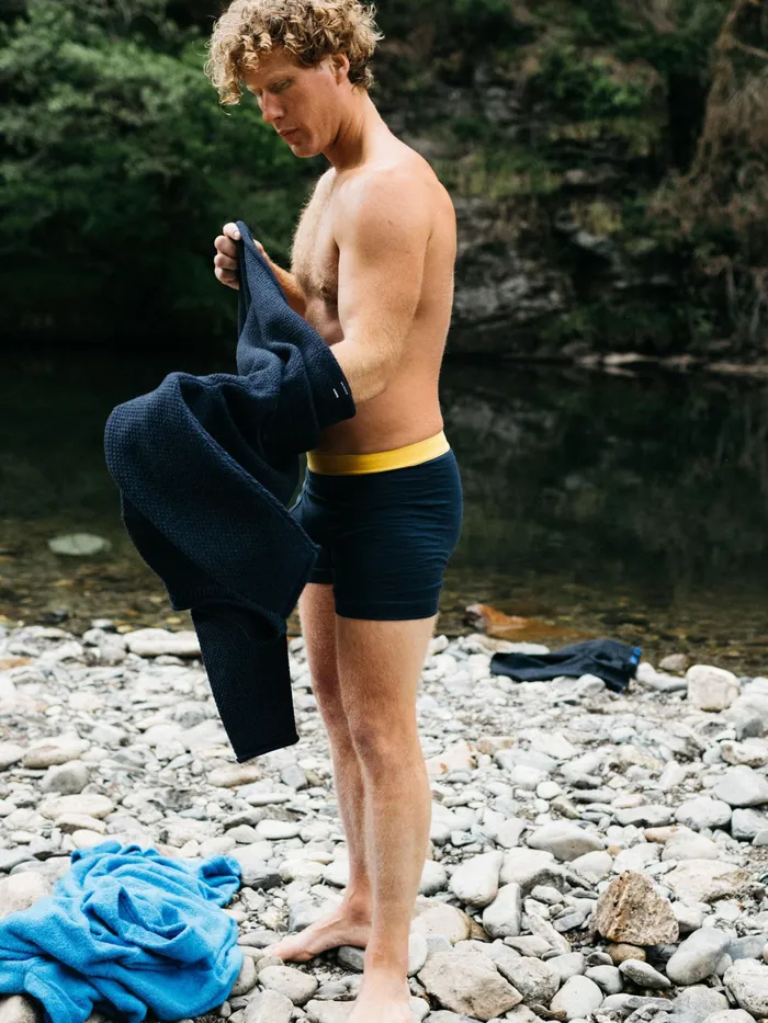 Finisterre Base Layers and Underwear Men Eddy 20 Merino Wool Boxers Navymanuka