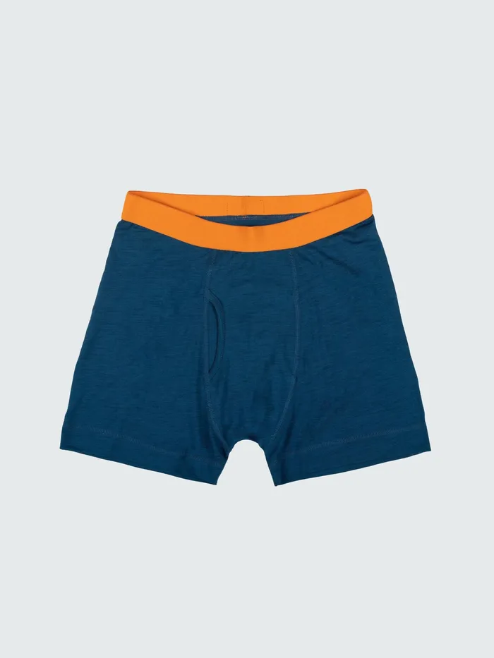 Finisterre Base Layers and Underwear Men Eddy Merino Wool Boxers Kingfisher Copper