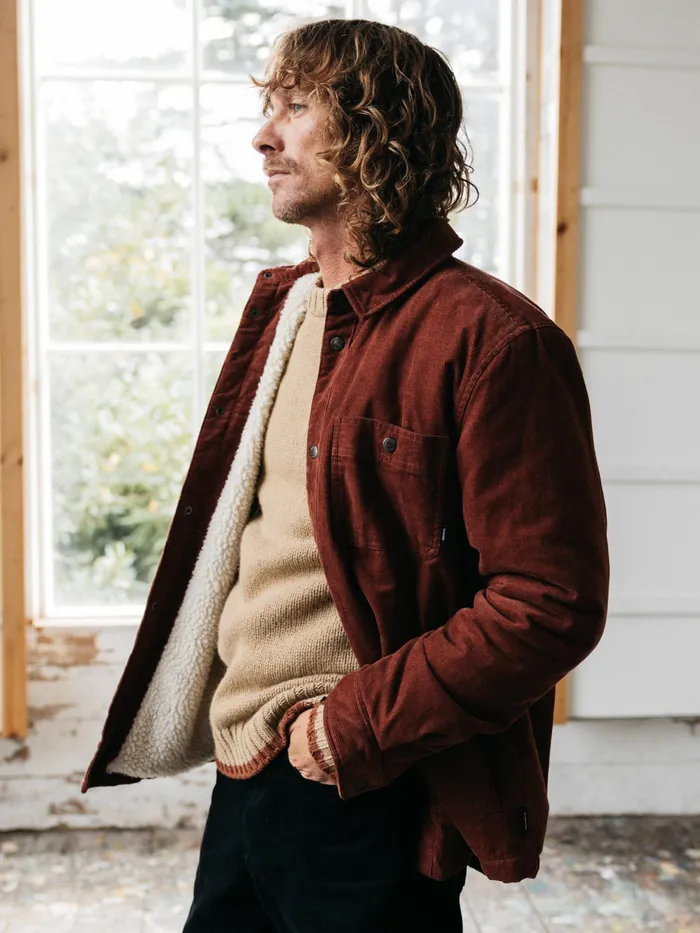 Finisterre Jackets and Coats Men Rigger Fleece Lined Jacket Dark Rosewood