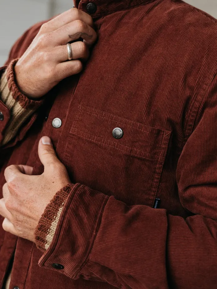 Finisterre Jackets and Coats Men Rigger Fleece Lined Jacket Dark Rosewood