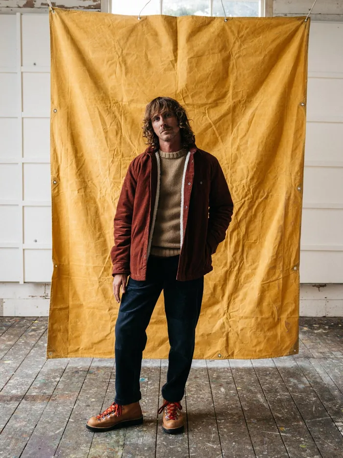 Finisterre Jackets and Coats Men Rigger Fleece Lined Jacket Dark Rosewood