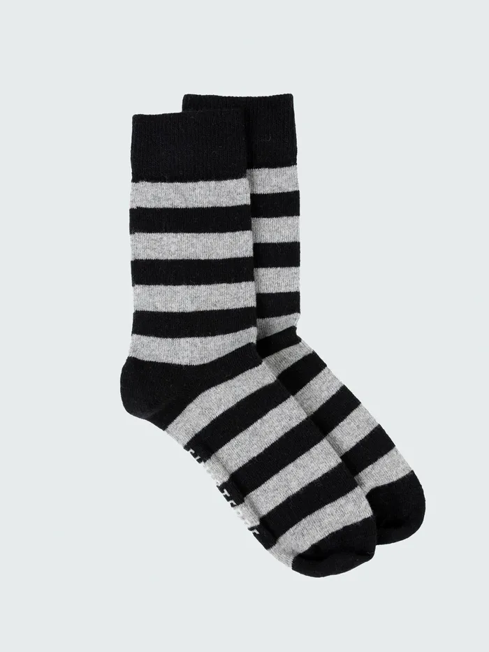 Finisterre Socks MenWomen Classic Wool Striped Sock Blackgrey