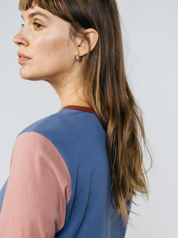 Finisterre Tops and TShirts Women Eldon Long Sleeve TShirt Coastal Fjordpink Salt