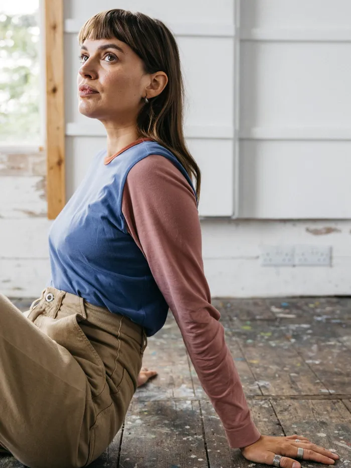 Finisterre Tops and TShirts Women Eldon Long Sleeve TShirt Coastal Fjordpink Salt