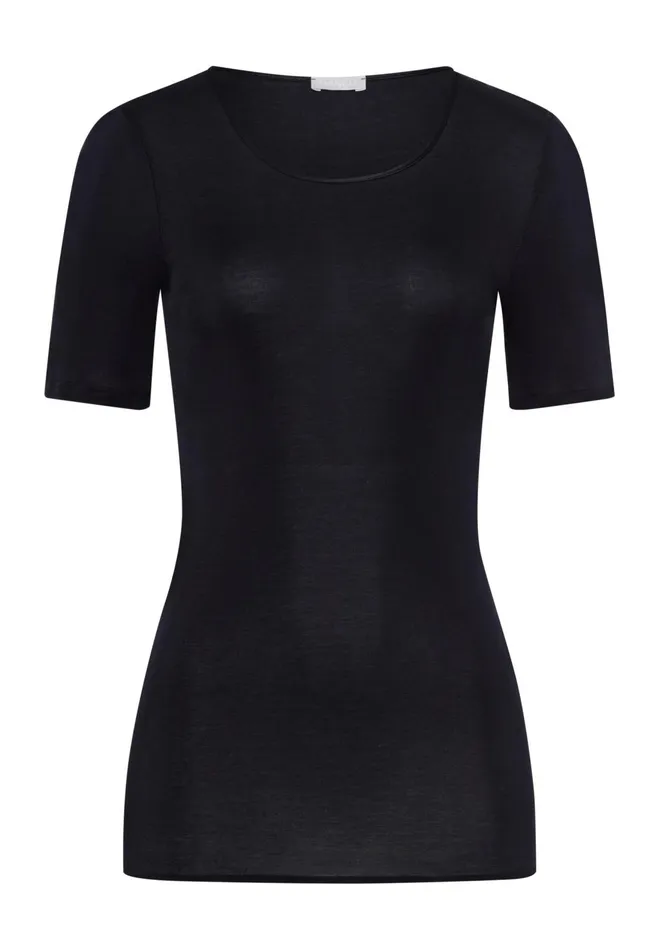 Fitted Cotton Round Neck Top Black Women HANRO Lounge Tops