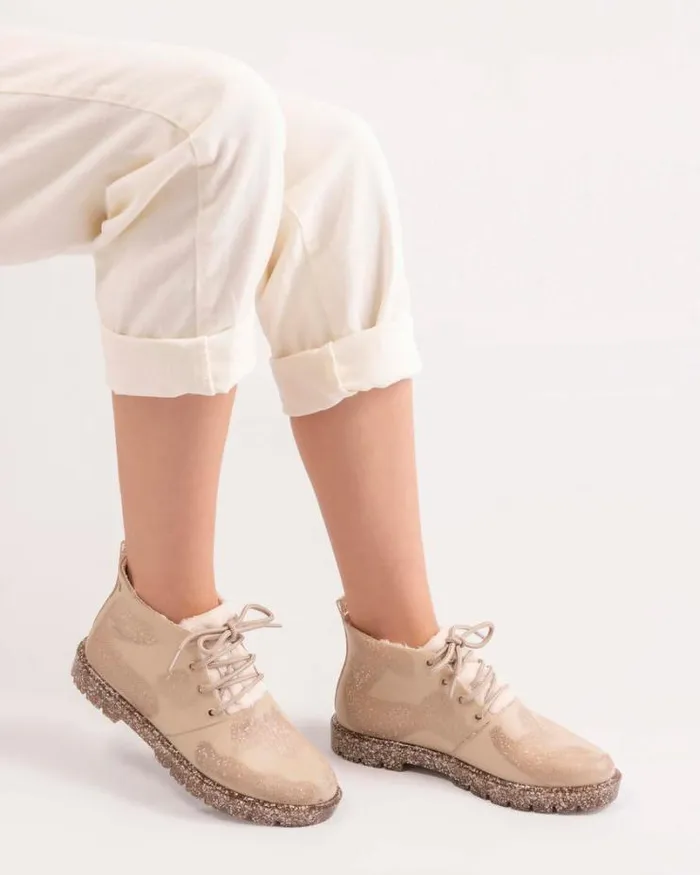 Fluffy Boot Beige Fleckedglitter Women Melissa Boots