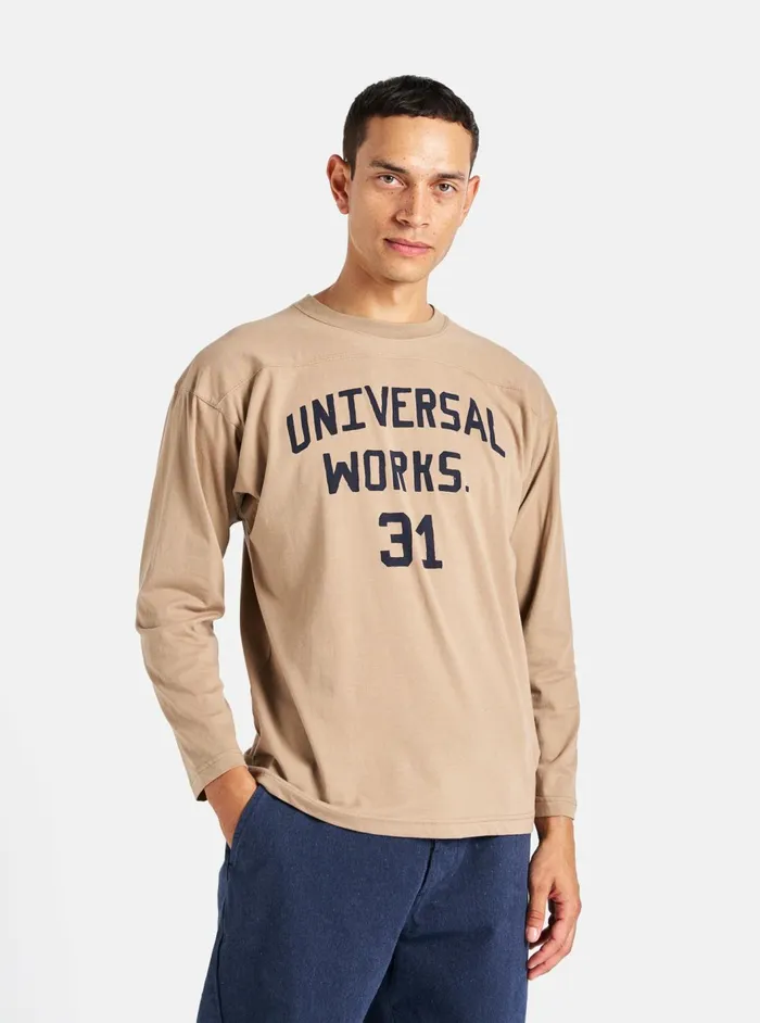 Football T Shirt In Sand Single Jersey UW31 Men Universal Works Tees