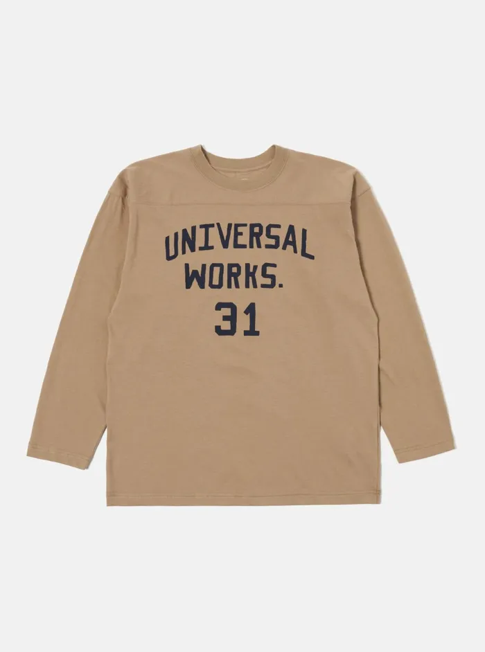 Football T Shirt In Sand Single Jersey UW31 Men Universal Works Tees