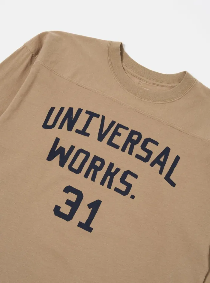 Football T Shirt In Sand Single Jersey UW31 Men Universal Works Tees