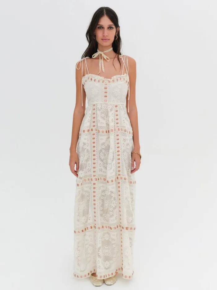 For Love and Lemons Dresses Charlotte Maxi Dress Beige 8211 Women
