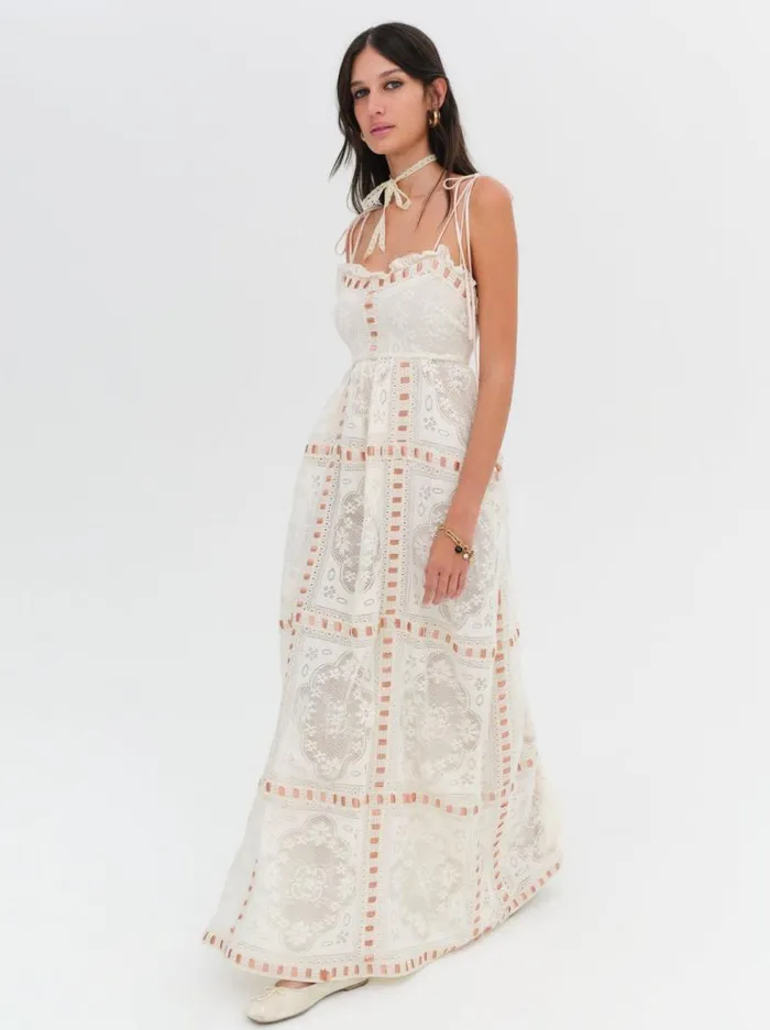 For Love and Lemons Dresses Charlotte Maxi Dress Beige 8211 Women
