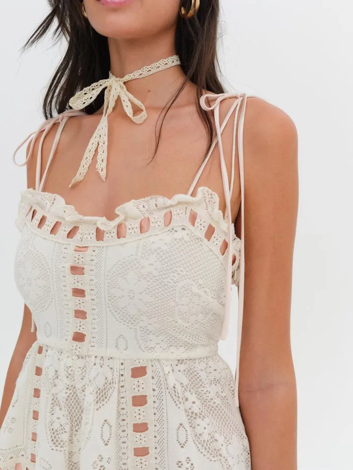 For Love and Lemons Dresses Charlotte Maxi Dress Beige 8211 Women