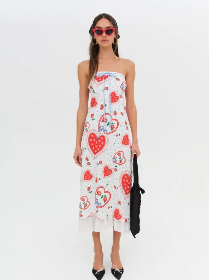 For Love and Lemons Dresses Daisy Mae Strapless Midi Dress White 8211 Women