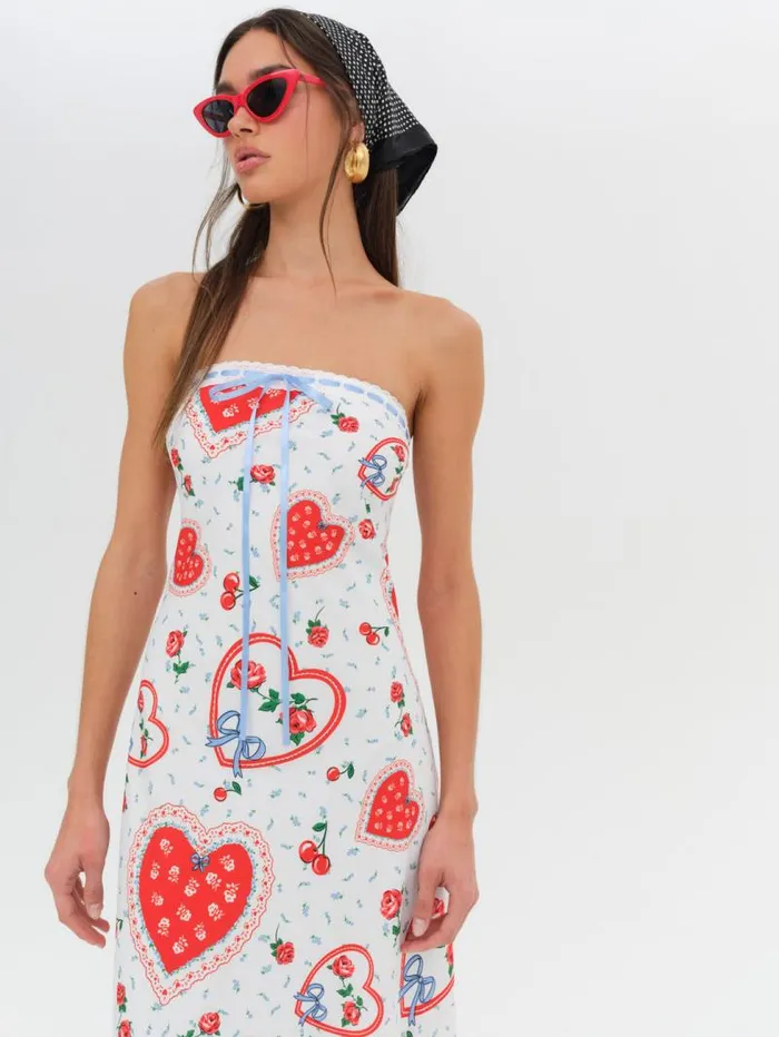 For Love and Lemons Dresses Daisy Mae Strapless Midi Dress White 8211 Women For Love and Lemons Dresses Daisy Mae Strapless Midi Dress White 8211 Women