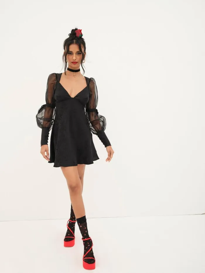 For Love and Lemons Dresses Gabrielle Puff Sleeve Mini Dress Black 8211 Women For Love and Lemons Dresses Gabrielle Puff Sleeve Mini Dress Black 8211 Women