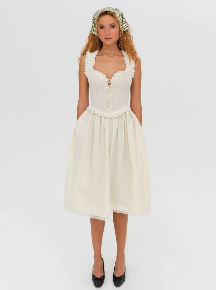 For Love and Lemons Dresses Morgan Midi Dress Beige 8211 Women For Love and Lemons Dresses Morgan Midi Dress Beige 8211 Women