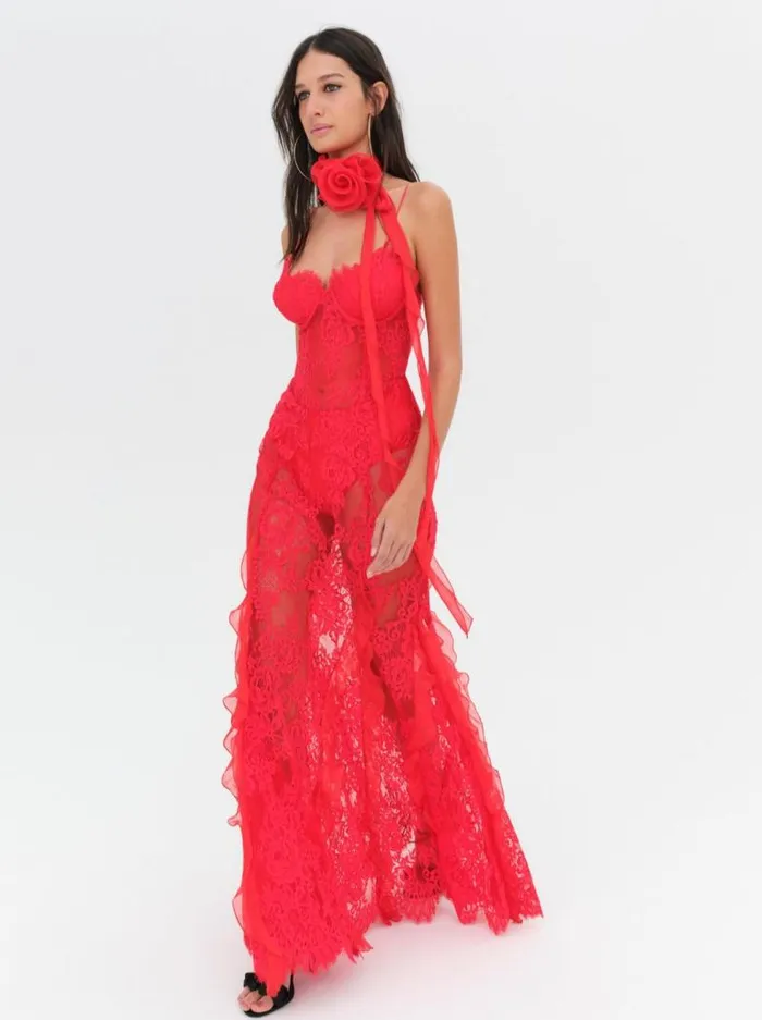 For Love and Lemons Dresses Shirley Lace Maxi Dress Red 8211 Women For Love and Lemons Dresses Shirley Lace Maxi Dress Red 8211 Women