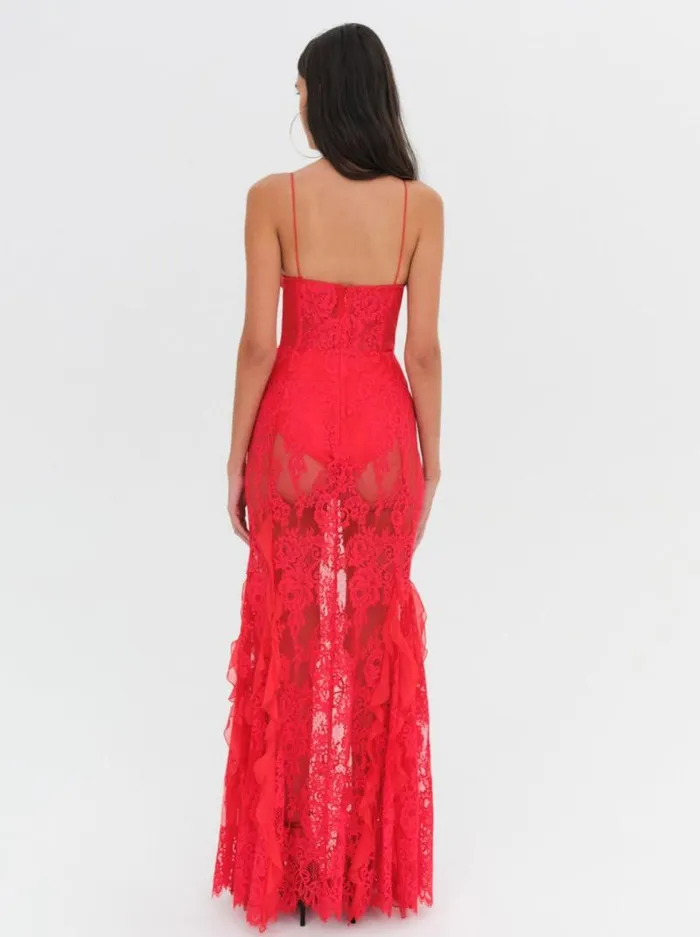 For Love and Lemons Dresses Shirley Lace Maxi Dress Red 8211 Women For Love and Lemons Dresses Shirley Lace Maxi Dress Red 8211 Women