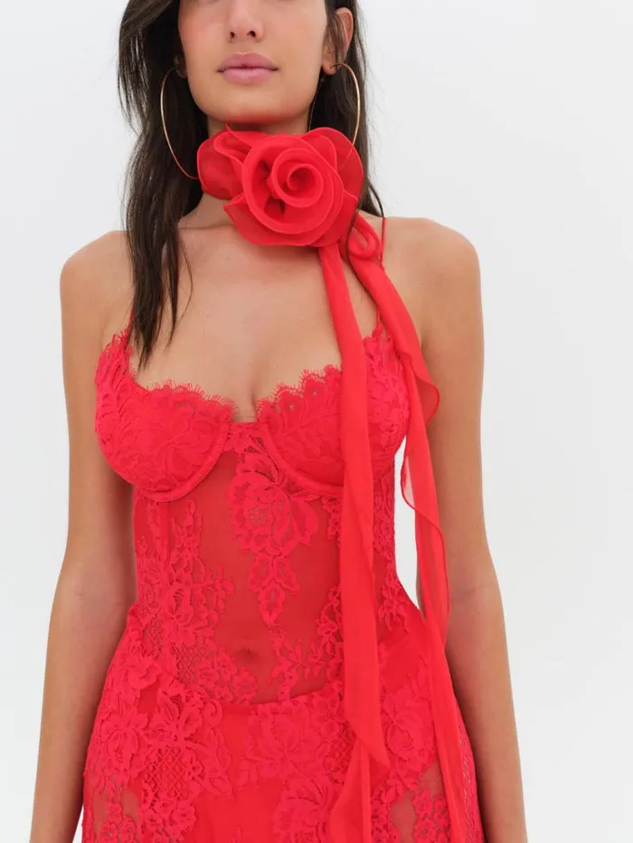 For Love and Lemons Dresses Shirley Lace Maxi Dress Red 8211 Women For Love and Lemons Dresses Shirley Lace Maxi Dress Red 8211 Women