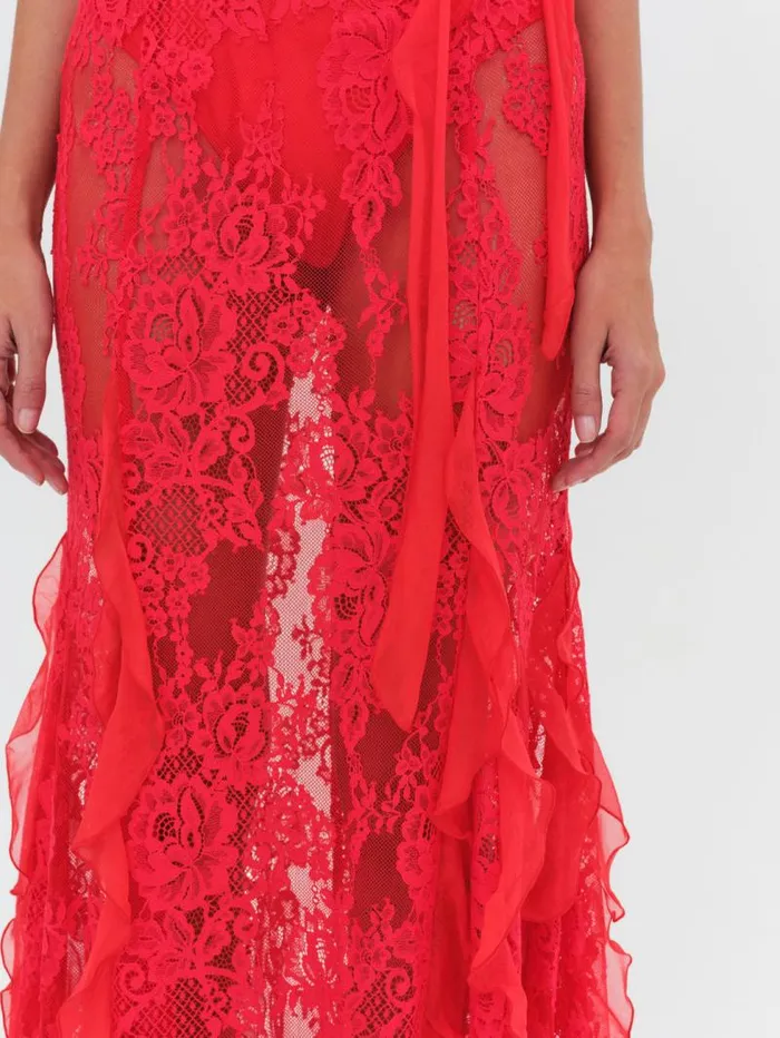 For Love and Lemons Dresses Shirley Lace Maxi Dress Red 8211 Women For Love and Lemons Dresses Shirley Lace Maxi Dress Red 8211 Women
