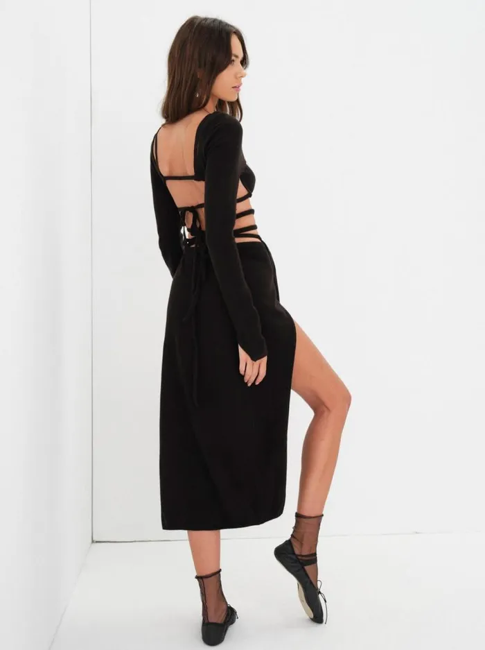 For Love and Lemons Knitwear Brady Midi Skirt Black 8211 Women For Love and Lemons Knitwear Brady Midi Skirt Black 8211 Women
