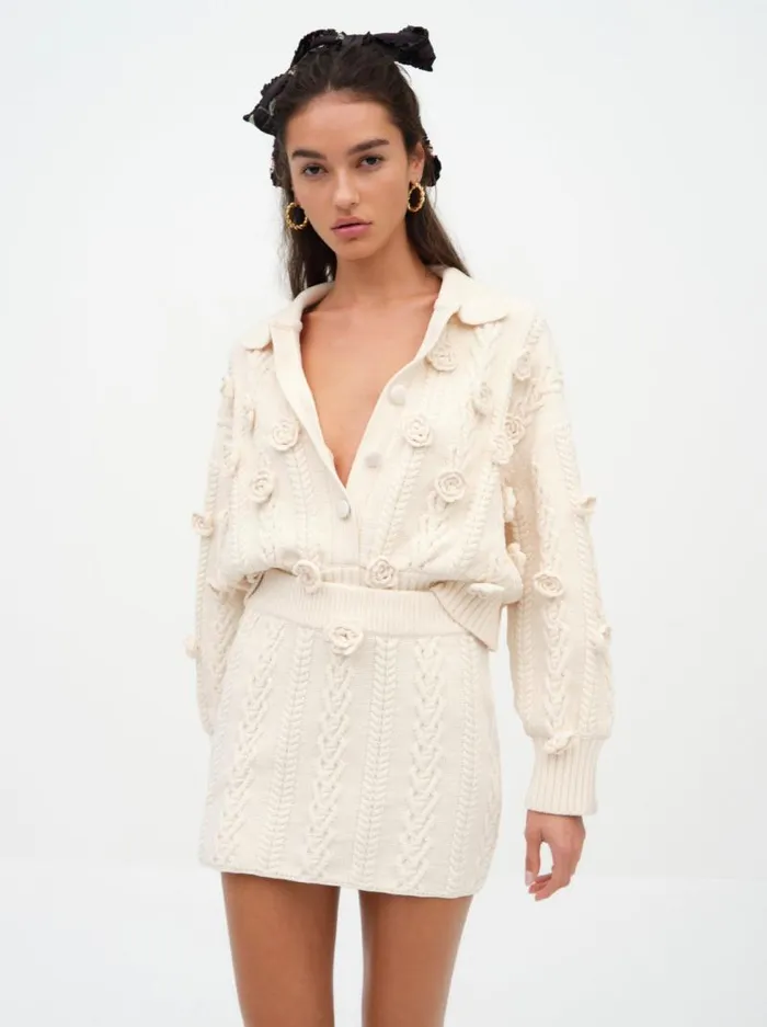 For Love and Lemons Knitwear Martina Knit Mini Skirt Ivory 8211 Women For Love and Lemons Knitwear Martina Knit Mini Skirt Ivory 8211 Women