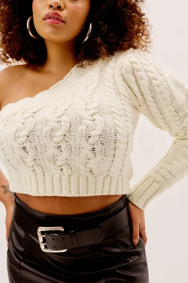 For Love and Lemons Knitwear Quinn One Shoulder Sweater Ivory 8211 Women For Love and Lemons Knitwear Quinn One Shoulder Sweater Ivory 8211 Women