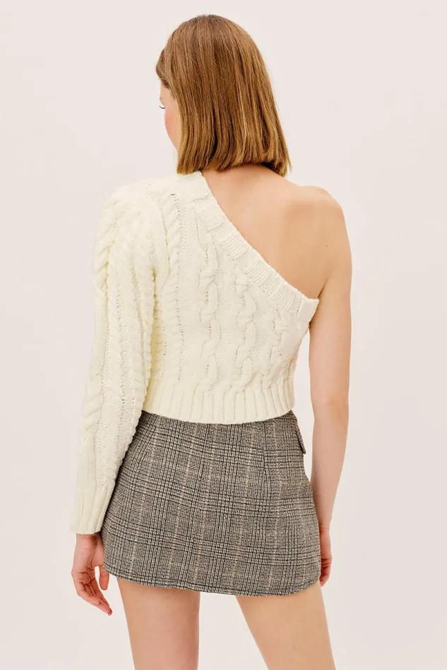 For Love and Lemons Knitwear Quinn One Shoulder Sweater Ivory 8211 Women For Love and Lemons Knitwear Quinn One Shoulder Sweater Ivory 8211 Women