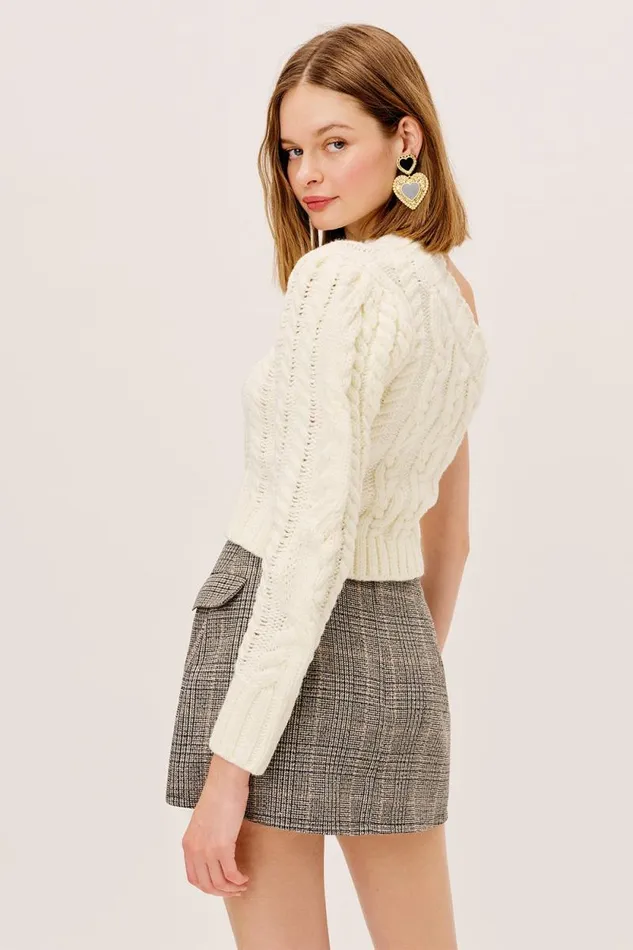 For Love and Lemons Knitwear Quinn One Shoulder Sweater Ivory 8211 Women For Love and Lemons Knitwear Quinn One Shoulder Sweater Ivory 8211 Women