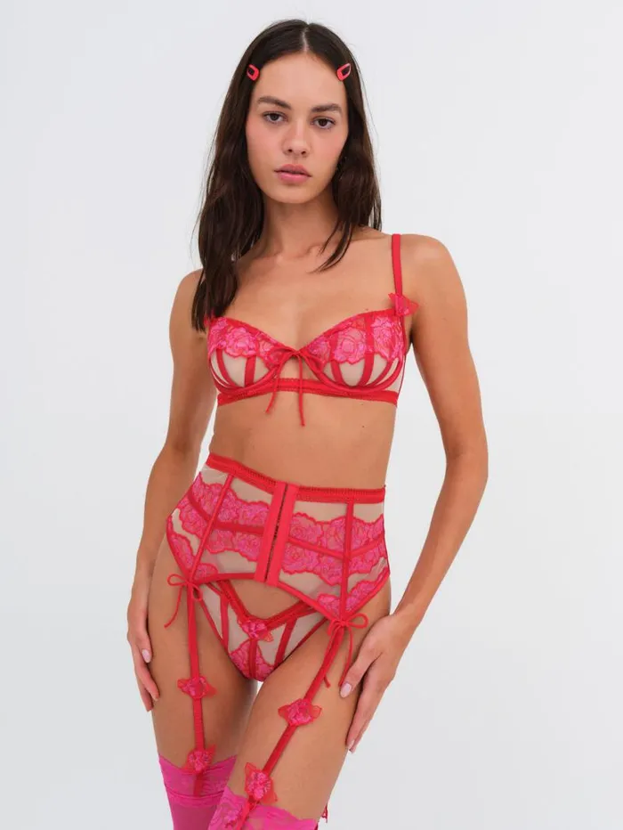 For Love and Lemons Lingerie Cordelia Garter Belt Red 8211 Women